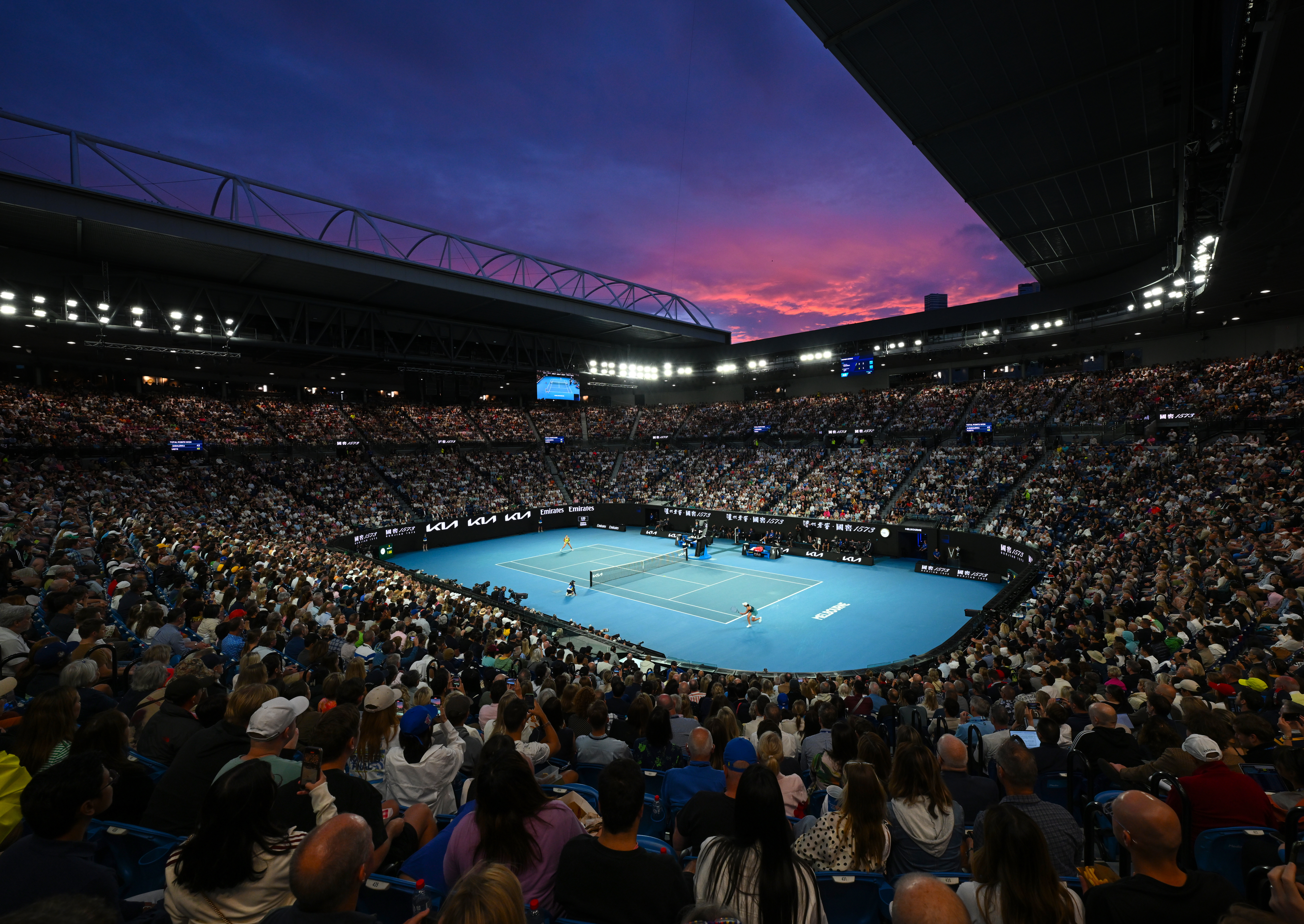 January 25: Women’s Singles Final match between Aryna Sabalenka v Madison Keys (USA) on Rod Laver Arena at the Australian Open at Melbourne Park on Saturday, January 25, 2025. Photo by TENNIS AUSTRALIA/ VINCE CALIGIURI