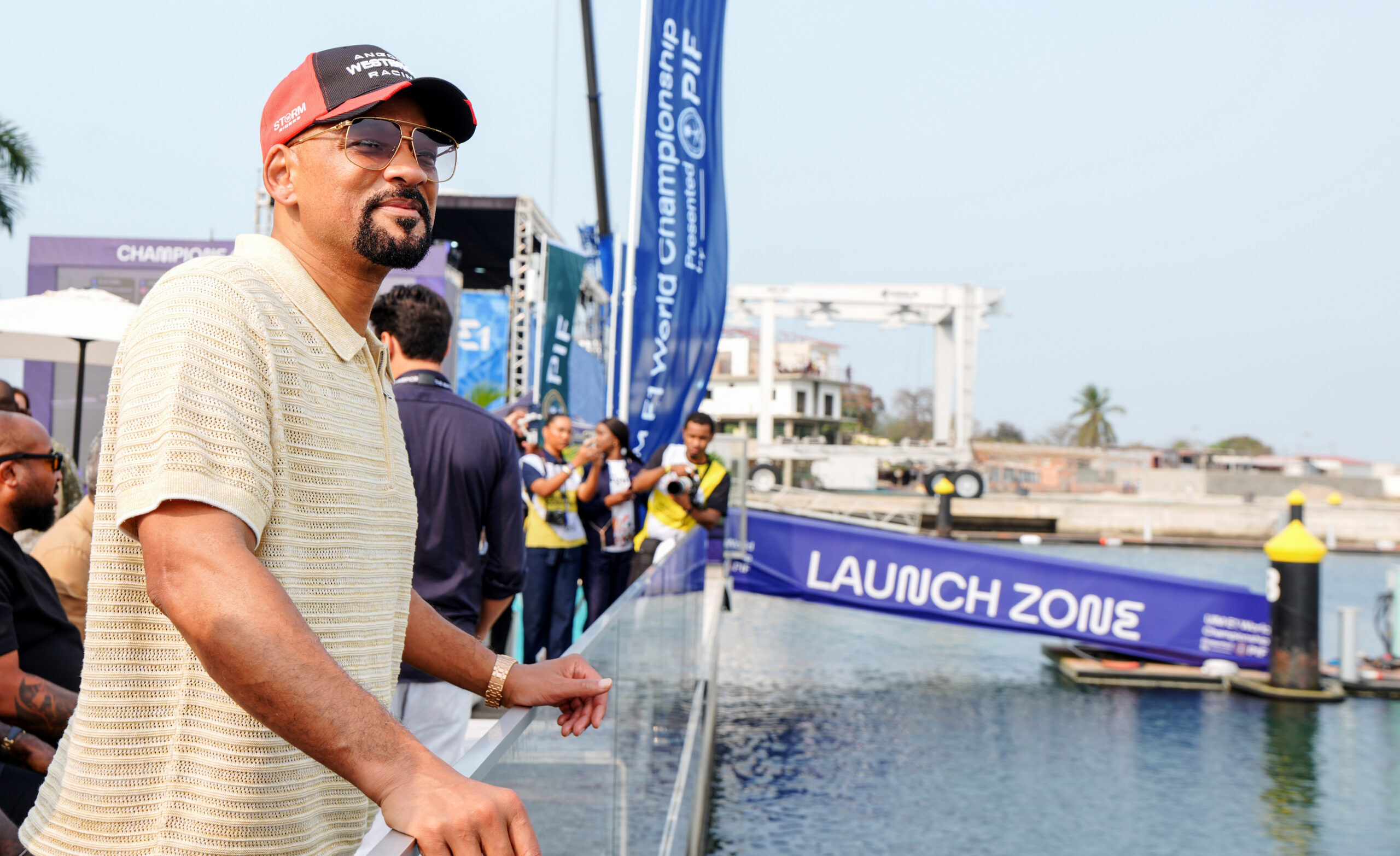 LUANDA, ANGOLA - SEPTEMBER 13: Will Smith, Owner of Westbrook Racing by Visit Angola looks on in the Ocean Club during the E1 Series Luanda GP on September 13, 2026 in Luanda, Angola. (Photo by Malcolm Griffiths/Getty Images)