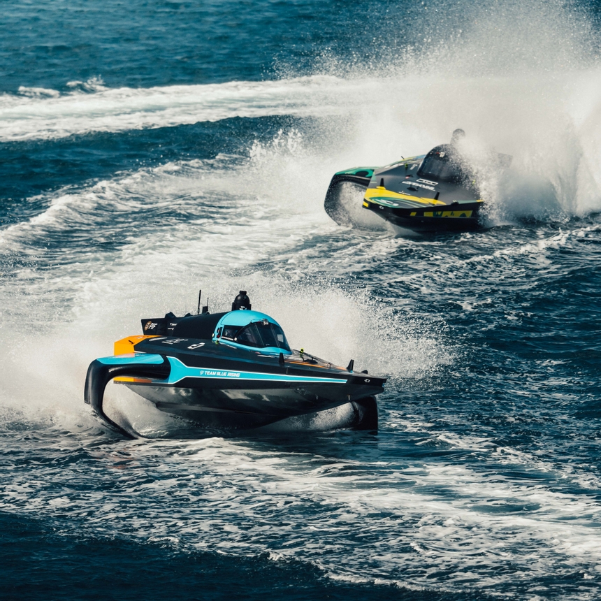 |Photographer: Oscar Lumley|Event: Jeddah GP|Circuit: Jeddah|Location: Jeddah|Series: E1 Series|Season: 2024|Country: Saudi Arabia|Keyword: season 1|Keyword: season one|Keyword: S1|Keyword: photography|Keyword: photos|Keyword: images|Keyword: motorsport|Keyword: powerboat racing|Keyword: boat|Keyword: 2024|Keyword: Asia|Keyword: February|Keyword: E1 Series Photography|Keyword: marine|Keyword: boat racing| |Team: Team Rafa|Number: 09|Car: E1 Race Bird| |Driver: Phelim Kavanagh|Driver: Lisa Caussin Battaglia|Number: 05|Team: Blue Rising|Car: E1 Race Bird|